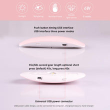 Load image into Gallery viewer, Portable 6W Nail Dryer Machine LED UV Lamp
