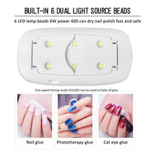 Load image into Gallery viewer, Portable 6W Nail Dryer Machine LED UV Lamp
